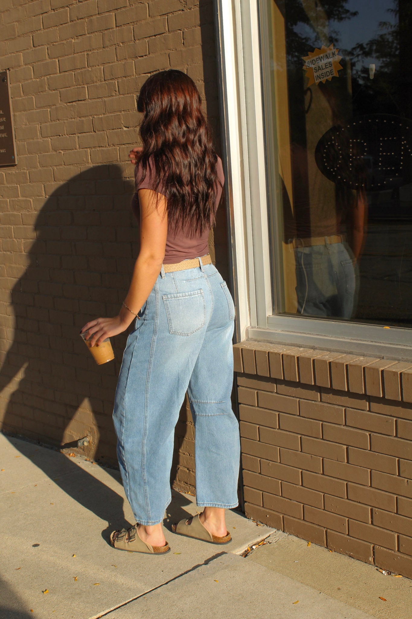 FRECKLED FADE DENIM BARREL JEANS