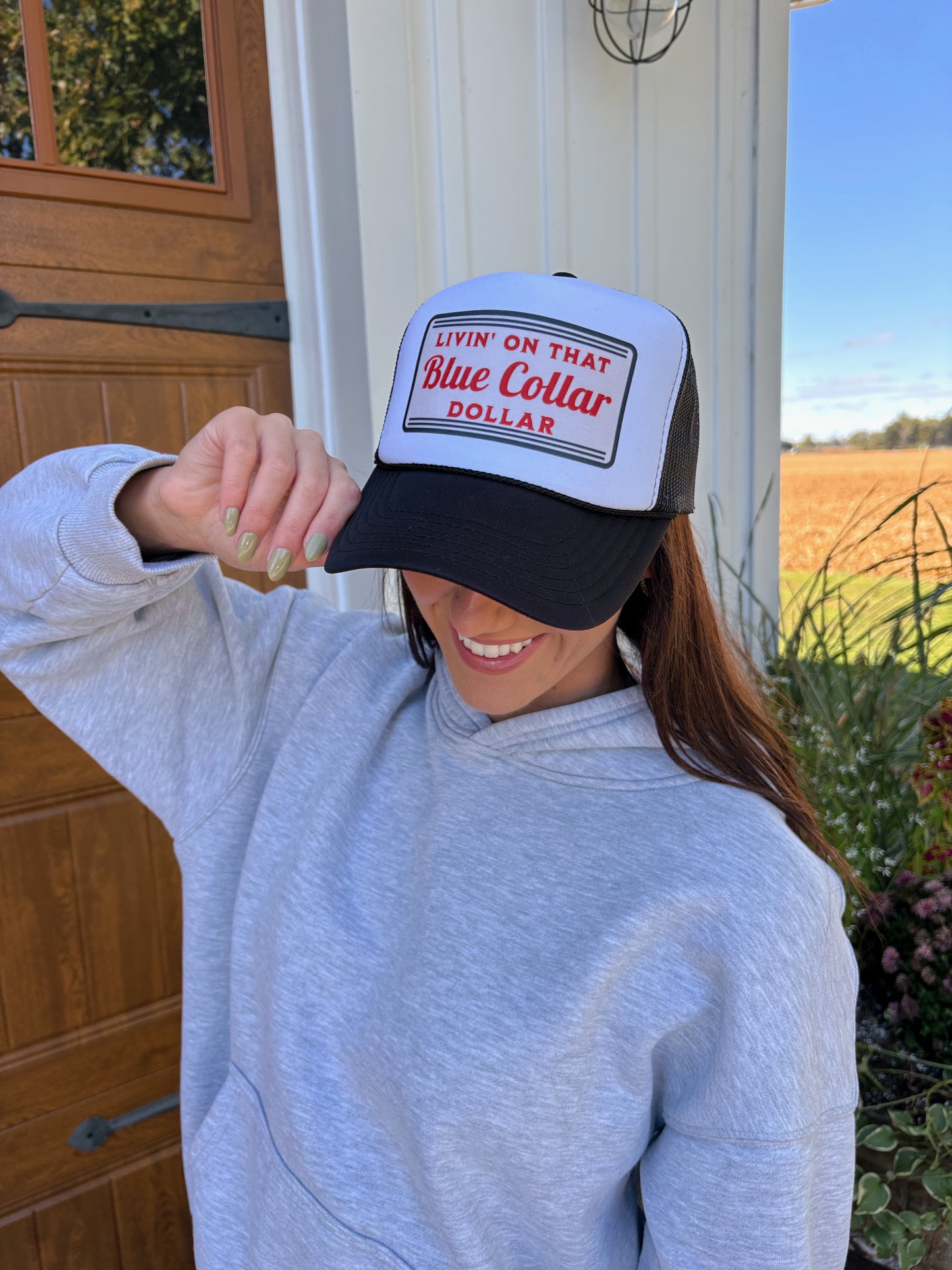 “LIVIN’ ON THAT BLUE COLLAR DOLLAR” TRUCKER HAT