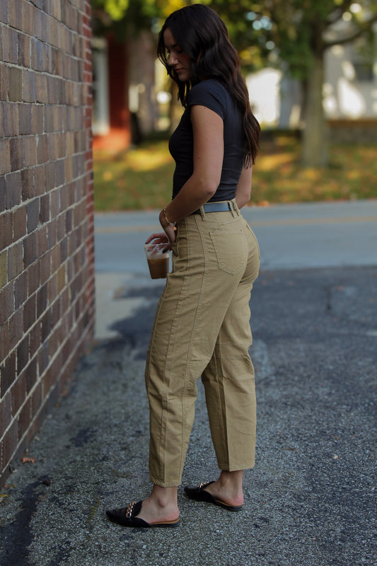 OAT TONE BARREL PANTS