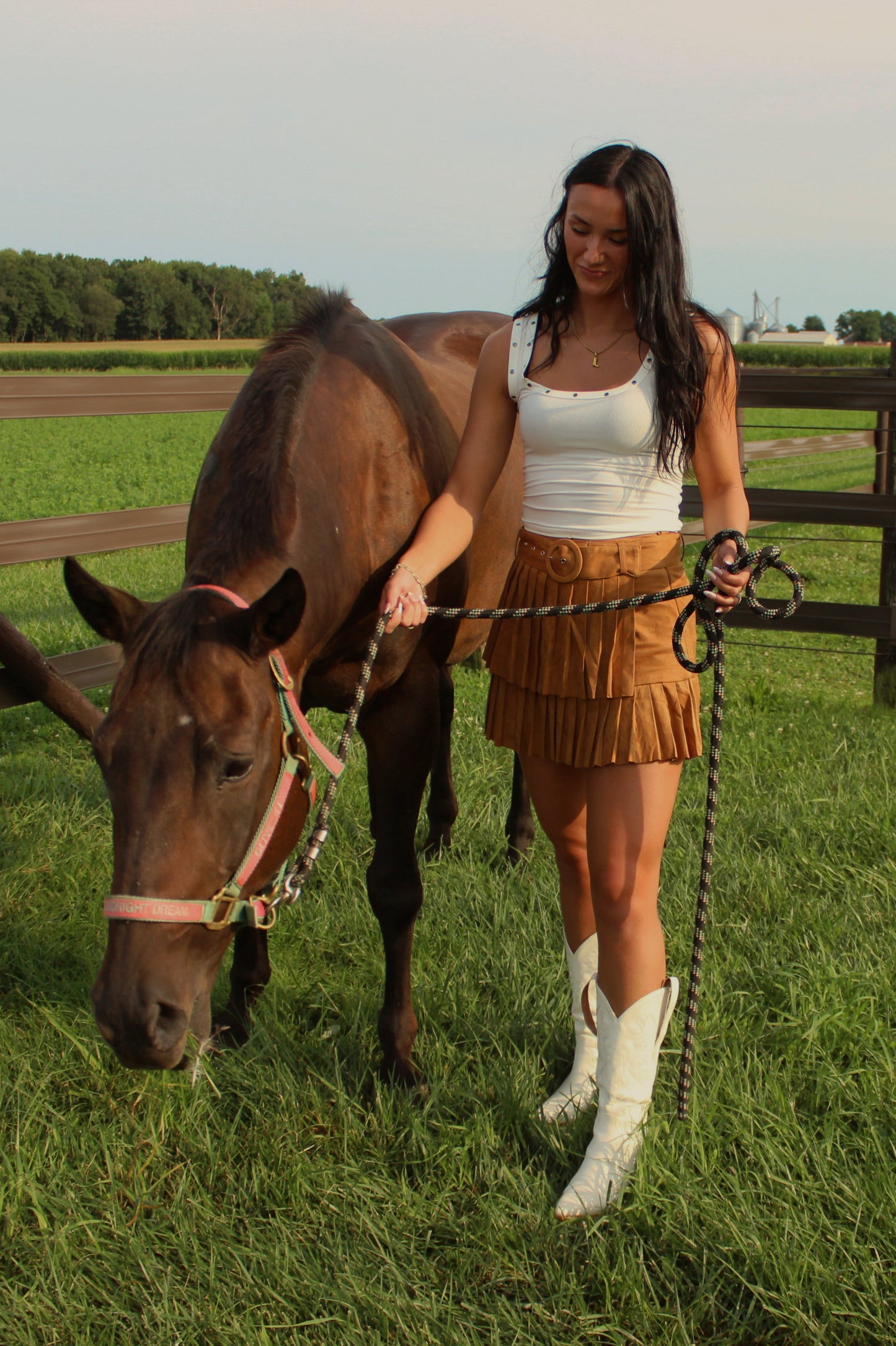 SADDLE & SUEDE SKIRT