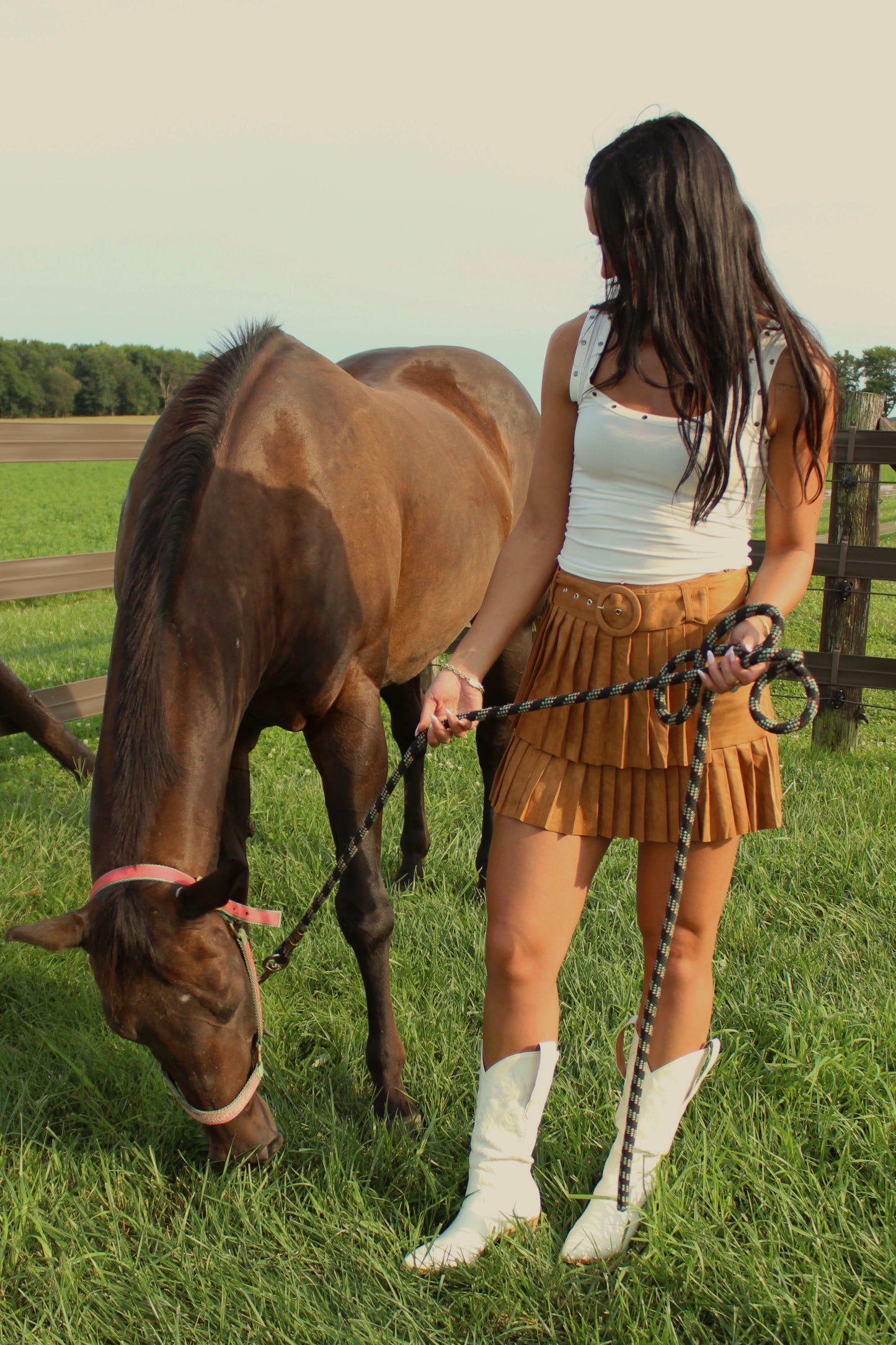 SADDLE & SUEDE SKIRT